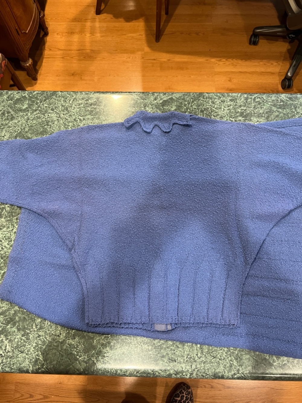 Vintage Blue Textured Knit Two-Piece Skirt and shirt Set - Picture 6 of 11